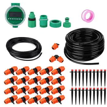 

20m Garden Irrigation Timer Controller with 8-Holes Dripper Drip Irrigation Watering Kit Garden Irrigation Kit