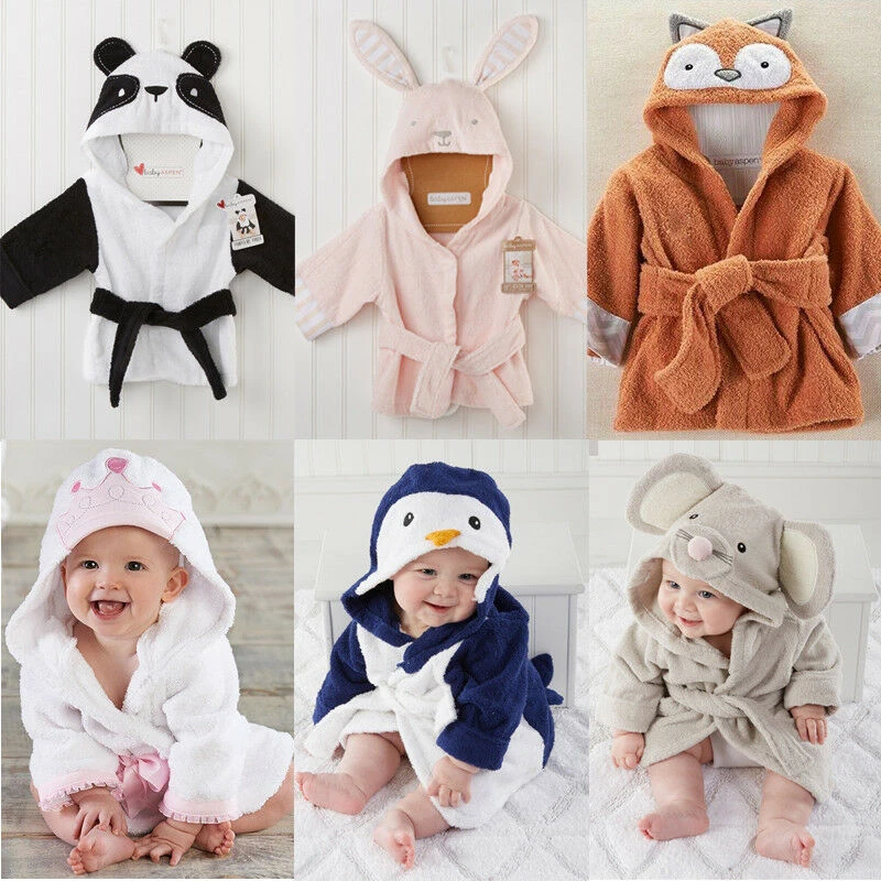 Bata con capucha para bebé recién nacido, ropa de baño Unisex con dibujos de animales, Toalla de baño, bata de baño de rizo|Batas| AliExpress