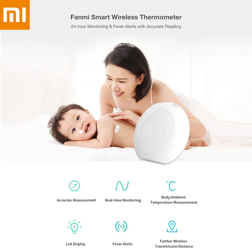  Xiaomi Thermometers 24 Hour Intelligent Baby Fever Monitor With Wireless Alerts Wearable Smart Ther