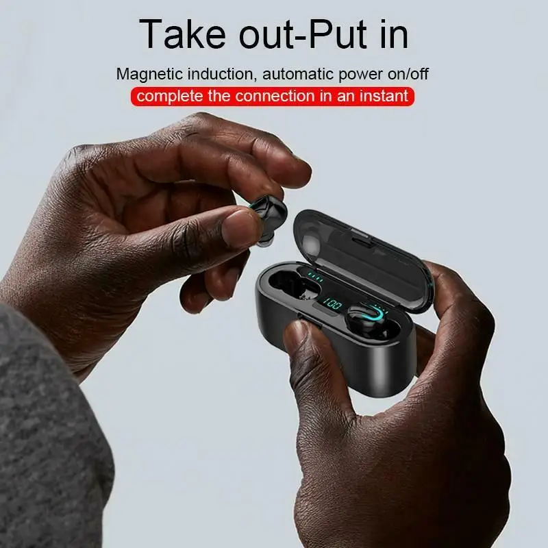 Bluetooth 5 0 Headset TWS Wireless Earphones Mini Stereo Music Gaming Earbuds LED Display Earphone Waterproof 2019