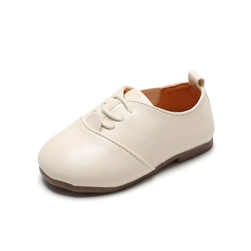 2021 New Spring Children Casual Shoes White Dress Shoes Girls Boys Soft Bottom Black Brown Kids Leather Shoes Slip On E02133