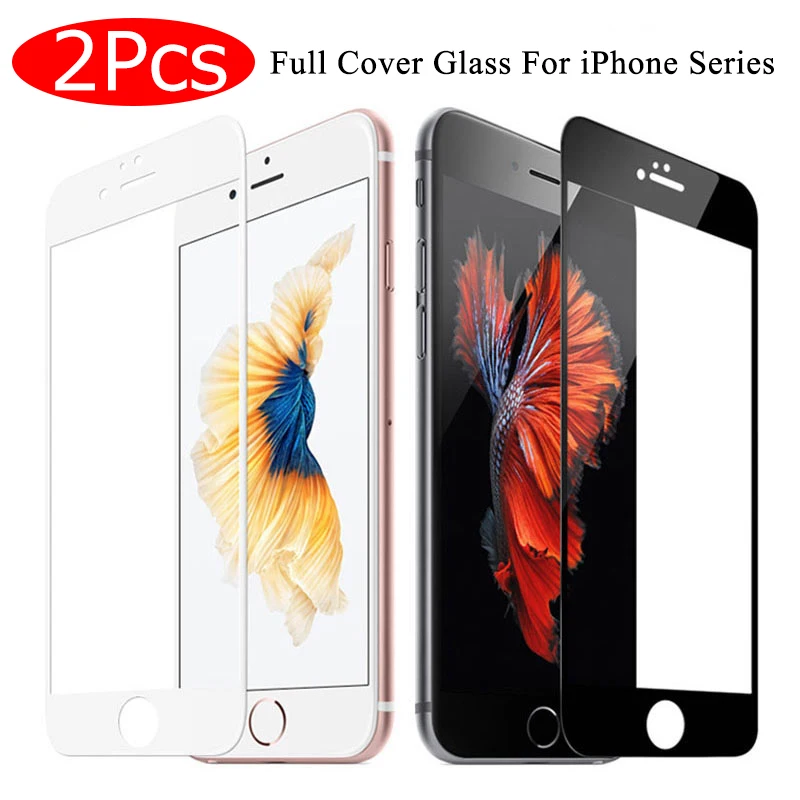 2 шт. полное покрытие закаленное стекло для iPhone 7 8 6 6s Plus Защитная пленка X XS Max XR
