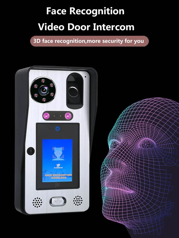 7 дюймов Wifi беспроводное распознавание отпечатка лица рфик видео дверной звонок Домофон Система с проводной 1080P камерой