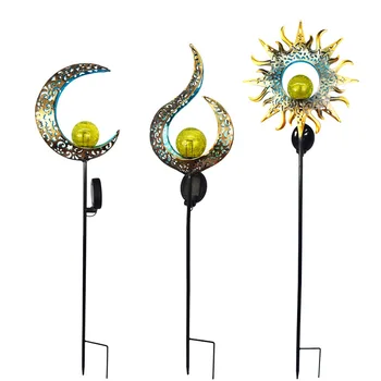 

Solar Pathway Prejection Lights Outdoor Decorative Hollow Retro Waterproof Garden Stake Metal Light Auto Switch BV789