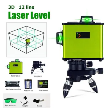 

New 12 Lines 3D Laser Level Green Lines Self-Leveling 360 Horizontal Vertical Cross High Precision Outdoor Powerful Laser Beam