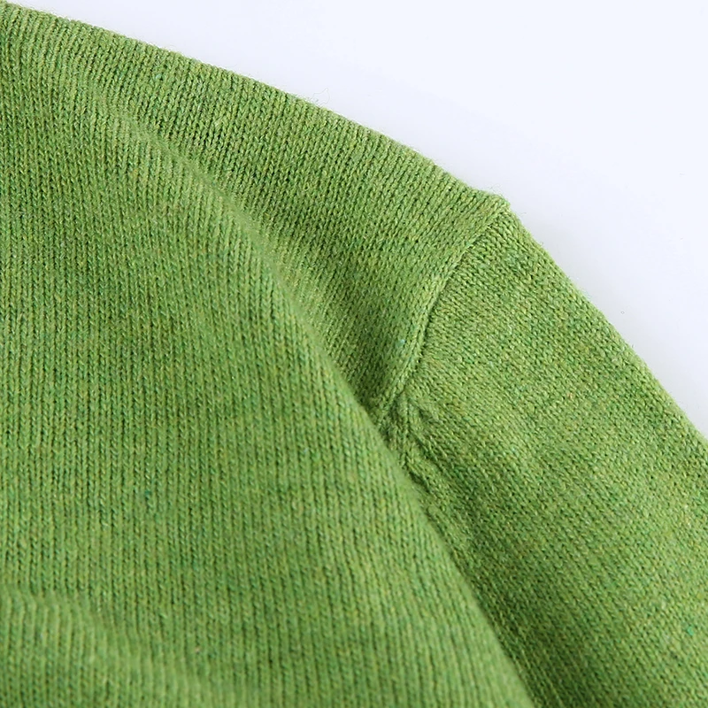 Waatfaak зеленый свитер и кардиганы для женщин, повседневный вязаный свитер с длинным рукавом, v-образный вырез, пуговицы, высокий уличный укороченный топ, свитер для женщин