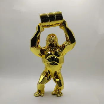 

Height 40cm Big Monkey Sculpture Plating Gold King Kong Decor Gorilla Resin Craftwork Modern Exhibition Props Statue X5274