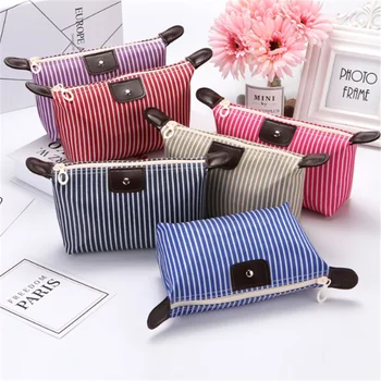 

Vogvigo Strip Travel Cosmetic Bag Casual Zipper Make Up Makeup Case Organizer Storage Pouch Toiletry Beauty Wash Kit Bags