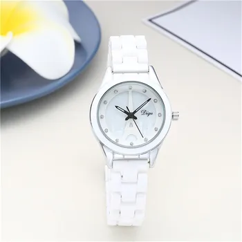 

DIGU Women's Watches White Ceramic Wristwatch Quartz Waterproof watchbands Ladies dress watch for women clock reloj