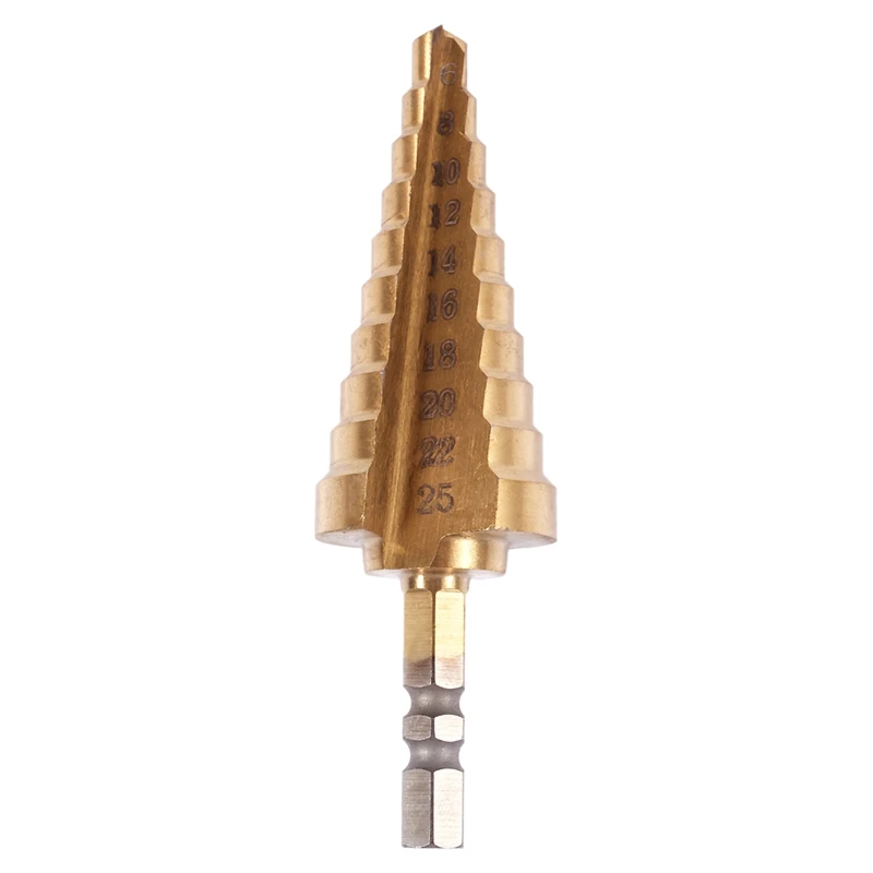 GTBL Gold Tone Hex Shank, Titanium Coated Stepped Drill 10 6-25 mm