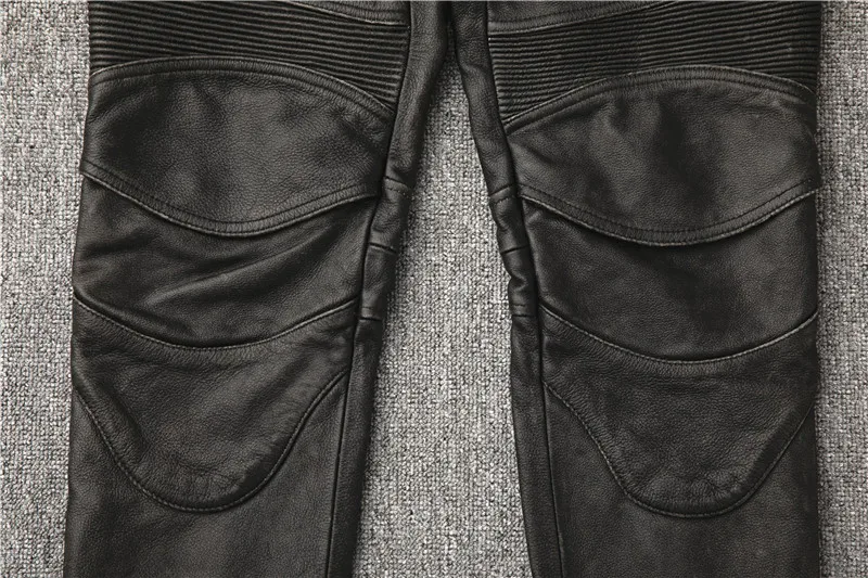 Men's Motorcycle R distress  vintage Leather Motorcycle Pants 6