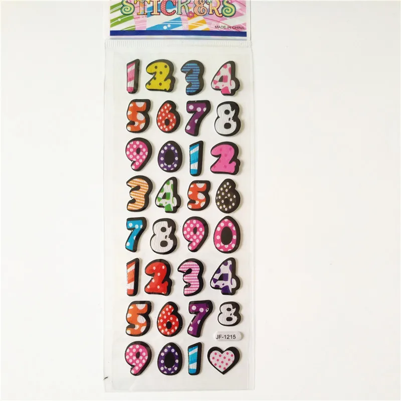 6 листов различных 3D мультфильм номер ABC наклейки pegatinas игрушка для детей на дневник телефон ноутбук новогодние подарки фигурка алфавит
