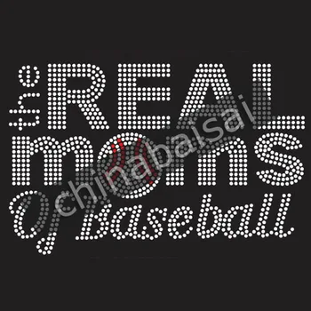 

The letters "the real moms of baseball" Rhinestone Transfer Motif Designs