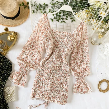 

ZCWXM Bohemian Floral Sexy Dress Women 2020 Spring Summer Bodycon Dresses Print Chic Chiffon Stretch Vestidos Sweet