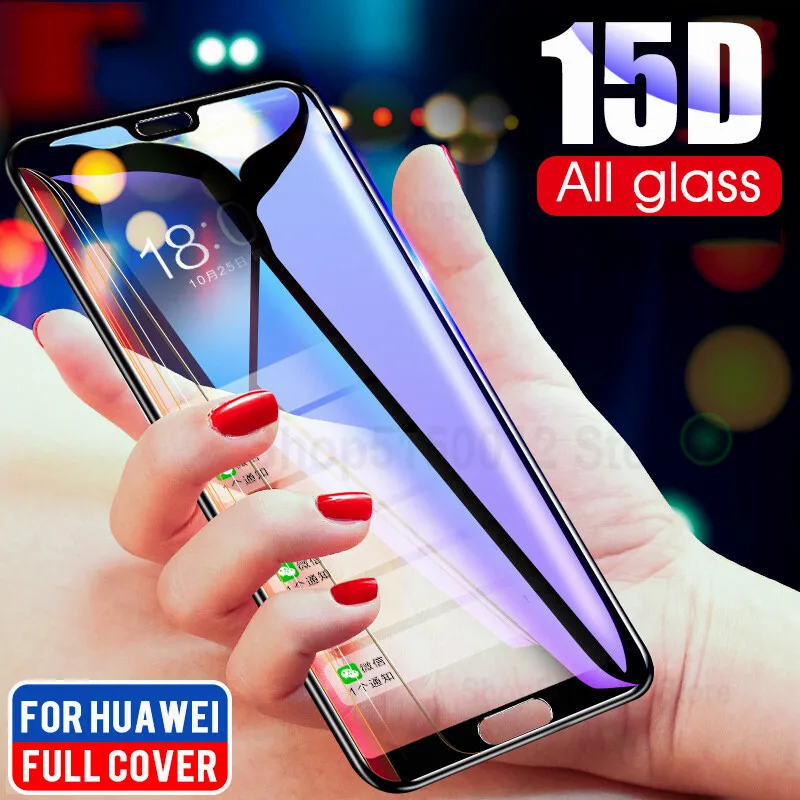 

15D Full Cover Tempered Glass on the For Huawei Honor 10 Lite 8 9 Lite V9 V10 9i 10i 8X 9 Screen Protector Film Protective Glass