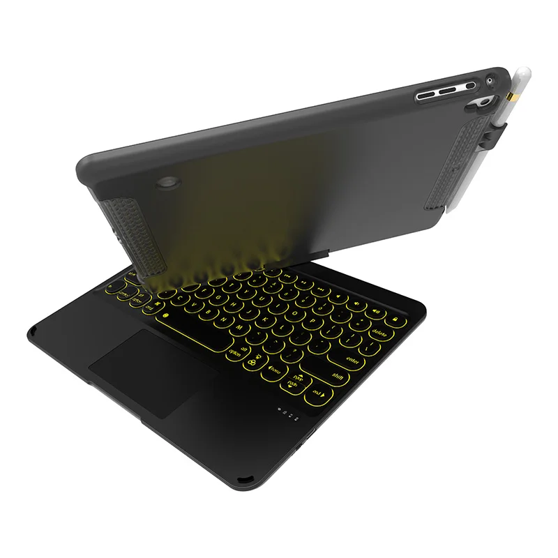 standard keyboard 360 градусов 7 цветов светодиодный беспроводной Bluetooth 5,0 тачпад Клавиатура Карандаш Чехол для iPad 9,7 //Air/Air2/Pro 9,7 - Цвет: standard keyboard