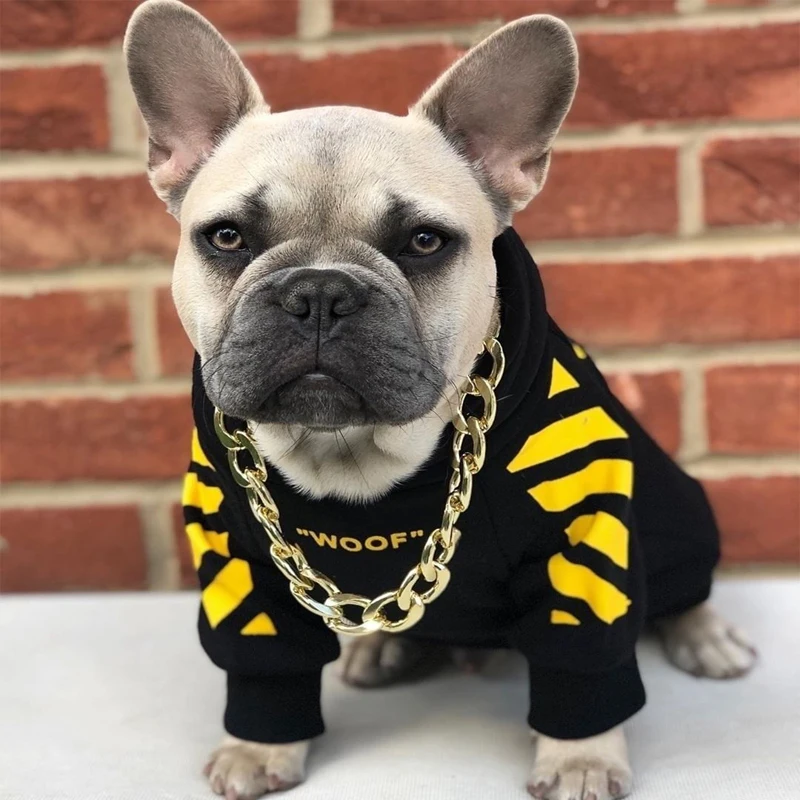 Cool Yellow Streetwear 'Woof' Dog Hoodie