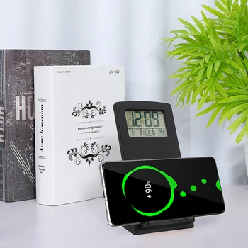 

Multifuction Digital Thermometer Display Phone Wireless Charger DC-01S Electric LED 12/24H Alarm Clock Table Desktop Clock