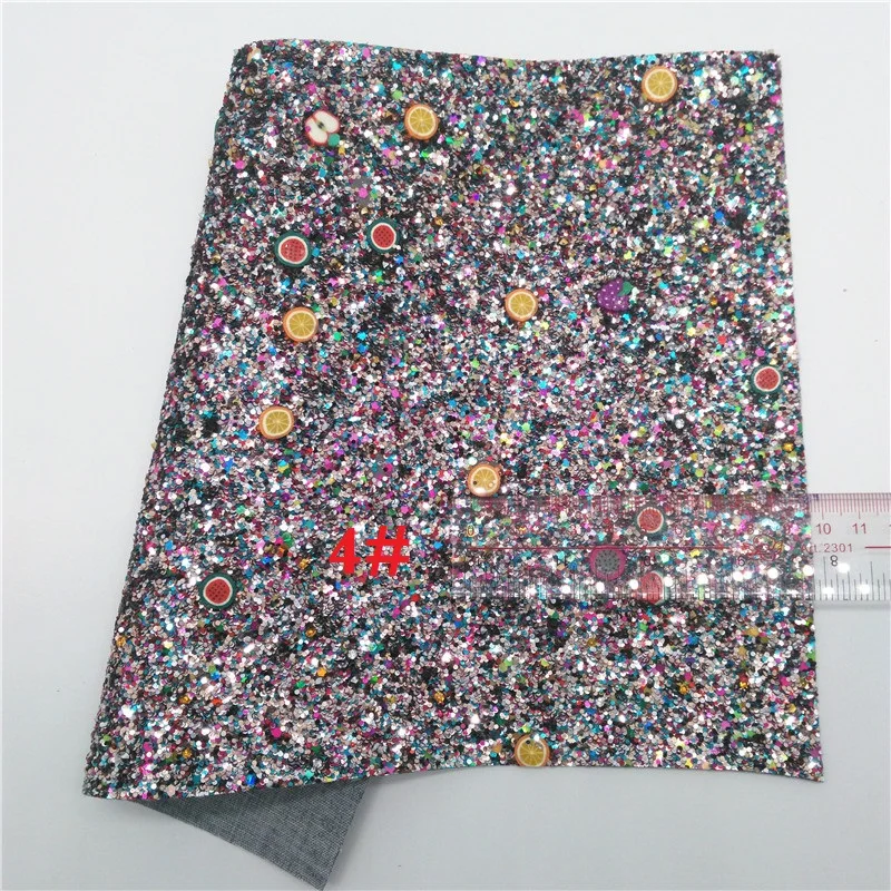 4 Glitterwishcome 21X29 см, размер А4, Милая блестящая ткань с фруктами, плотная блестящая кожа, искусственная кожа, винил для бантов, GM580A - Цвет: 4