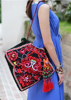 

RETRO art bag embroidery BAG canvas bag shoulder bag triangle bag