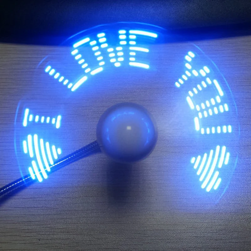 DC 5V USB1.0 USB2.0 светодиодный имитация часов вентилятор с usb-питанием охлаждающий мигающий функция гаджеты с usb-кабелем пластик+ металл