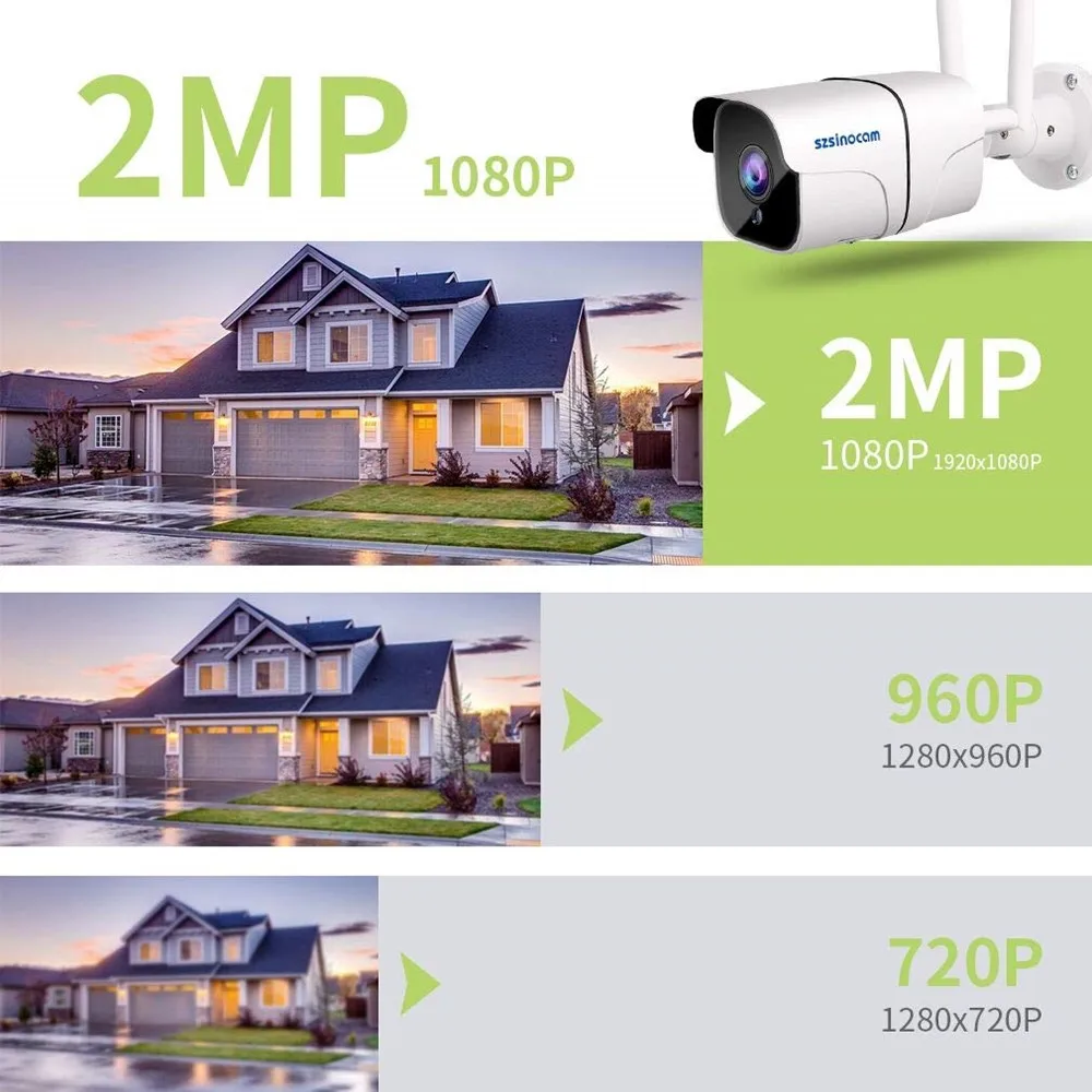 SZSINOCAM двухсторонняя аудио 2-мегапиксельная Wifi ip-камера 1080P беспроводная наружная CCTV цилиндрическая камера TF слот для карты Max128G IR 20m IP66 водонепроницаемая