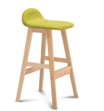 Барный стул длинные ноги барный стул скандинавский высокий стул кафе обеденный стул креативный твердый деревянный барный стул современные минималистичные стулья - Color: Green burlap 70CM