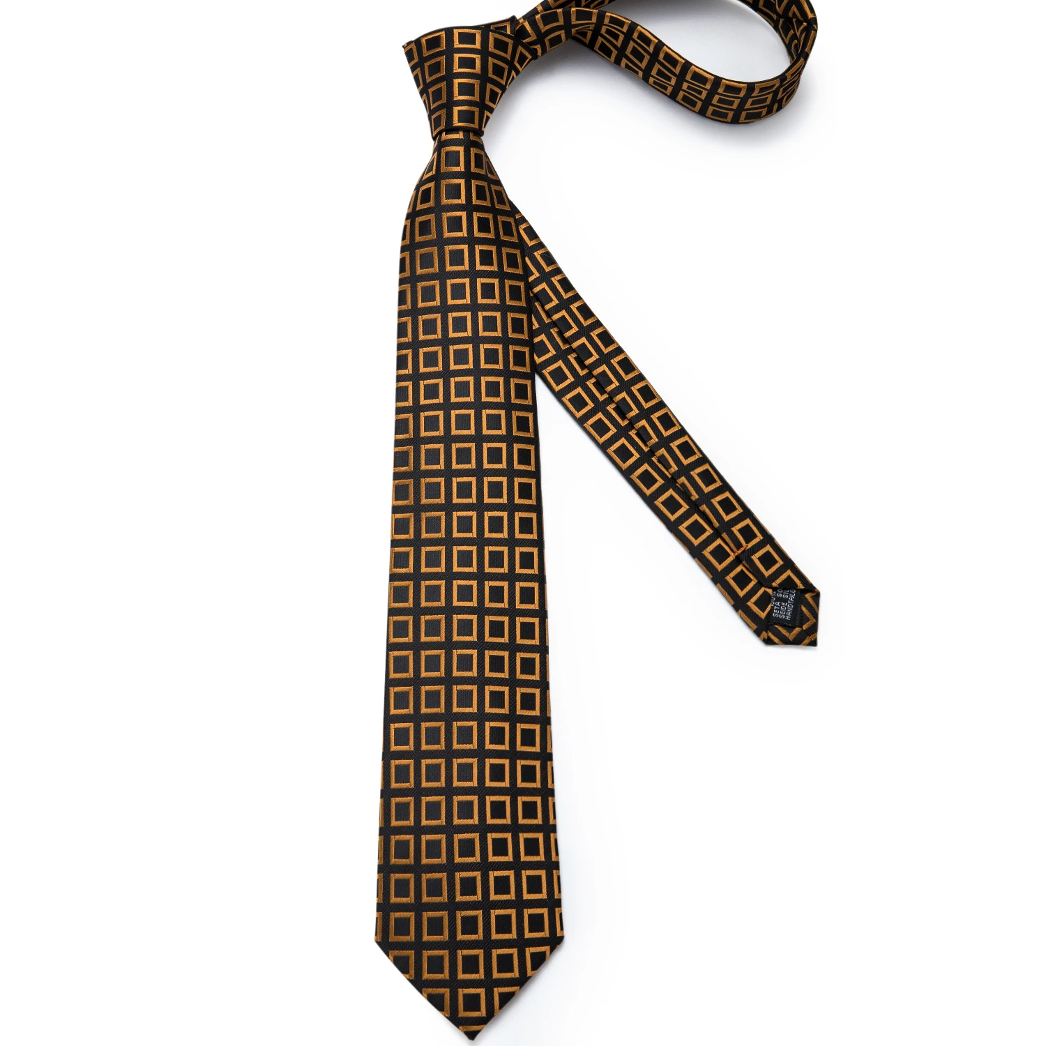 Модный мужской галстук, золотой, черный, в клетку, Шелковый, Свадебный галстук для мужчин, Hanky, запонки, Подарочный галстук, набор, DiBanGu, дизайн, деловой MJ-7303