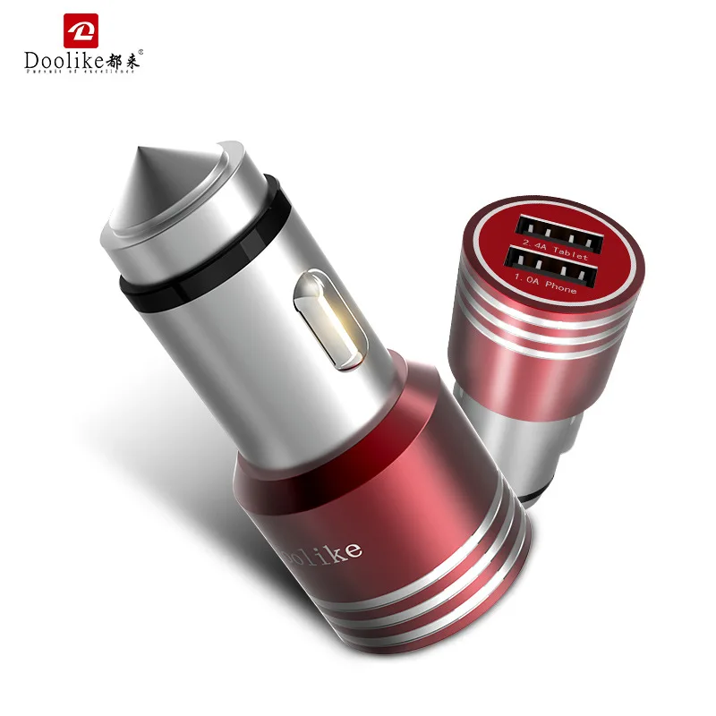 

New Style Double USB Safety Hammer Car Charger Universal Smartphone Car Charger Hammer Car Mounted Charger