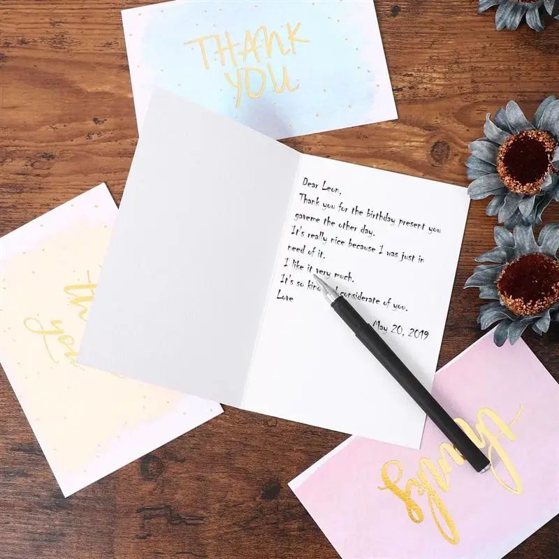 48PCS Birthday Thank You Greeting Cards with 48PCS Envelopes Bronzing Greeting Card Invitation Card - 4000465339396