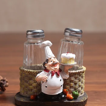 

ABSS-Cute Chef Pepper Bottle Ornaments Home Decoration Accessories Crafts Miniatures Manualities Kitchen Decoration Resin Crafts
