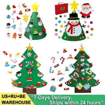 

DIY Toddler Felt Christmas Tree for Freely Pasted Kids Toys Gifts Christmas Tree with Glitter Bag Ornaments Wall Hanging Decor