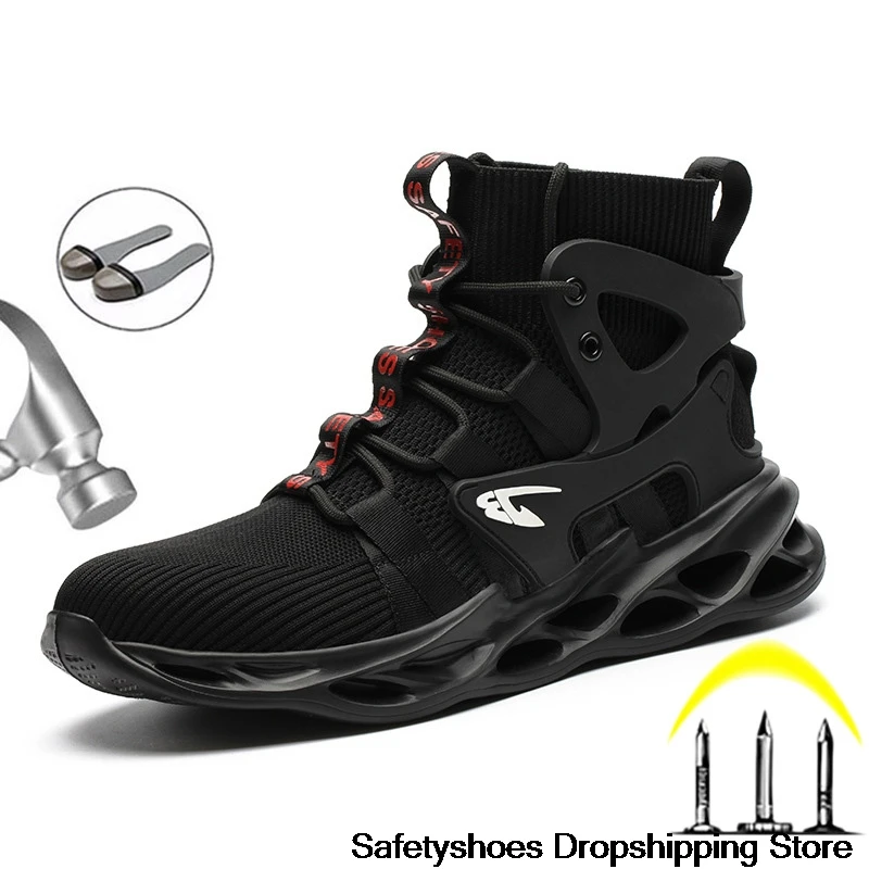 Botas de seguridad para el trabajo para hombre, zapatos de seguridad indestructibles con punta de acero, para las cuatro estaciones, 2021