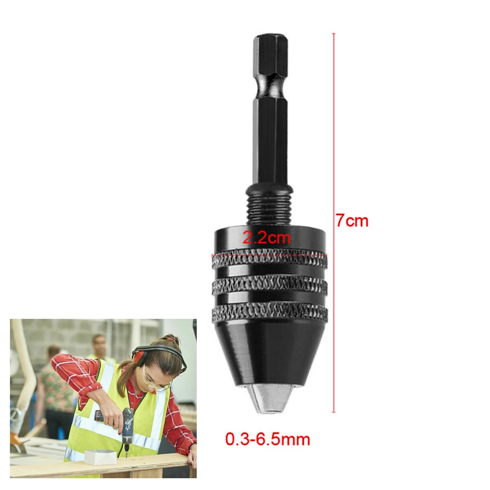 Mini Keyless Drill Chuck 0.3-8mm Self-Tighten Electric Drill Bits Collet Fixture Tools 1/4" Hex Shank Quick Change Converter tapered end mills