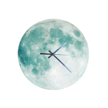 

1pc Noctilucence Acrylic Wall Clock Waterproof Wall Hanging Clock Earth Moon Pattern Creative Clock for Home (30cm Light Green)