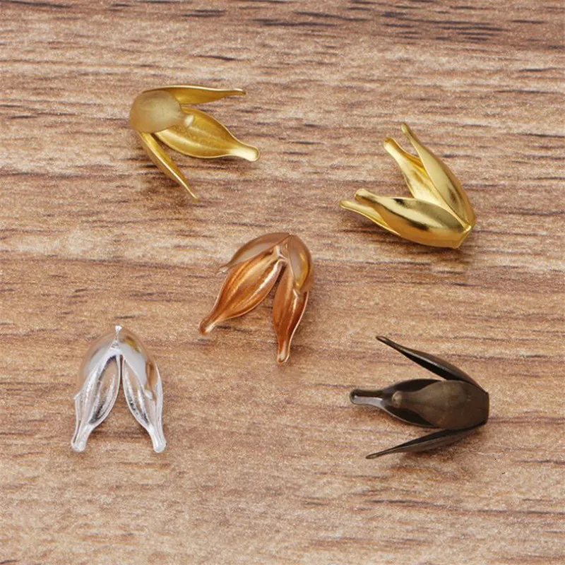 50pcs 10x13mm End Caps Copper Flower Spacer Bead Caps For Diy Jewelry