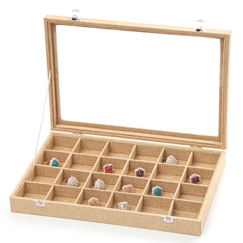 LUDA сумочка со стеклянной крышкой Ювелирное кольцо Дисплей Коробка лоток стеллаж коробка для хранения Органайзер серьги кольцо браслет
