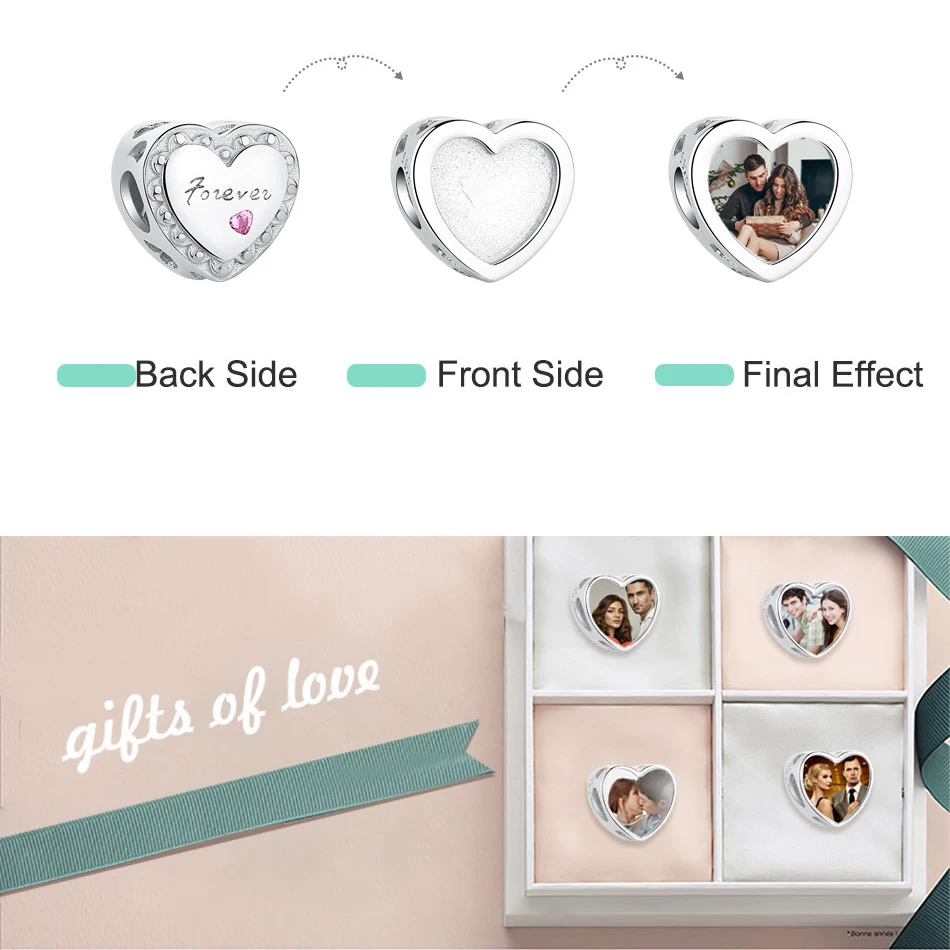 На заказ фото любовь навсегда сердце Шарм бисера Fit оригинальные Подвески