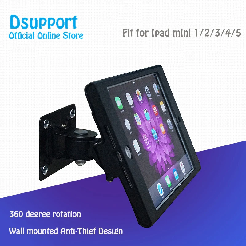 

Fit for iPad mini 12345/6th Full rotation wall mount stand metal case display retail bracket tablet pc holder support anti-thief