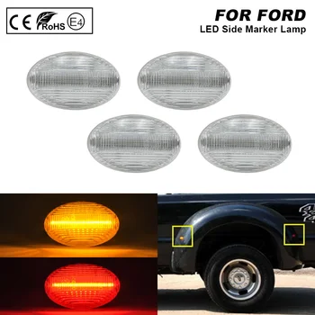 

4PCS Clear LED Dually Bed Front+Rear Side Fender Marker Light Lamp Amber/Red For Ford F150 F250 F350