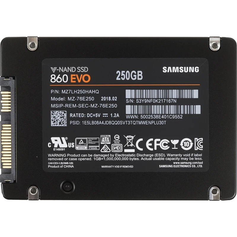SSD накопитель SAMSUNG 860 EVO MZ-76E250BW 250Гб
