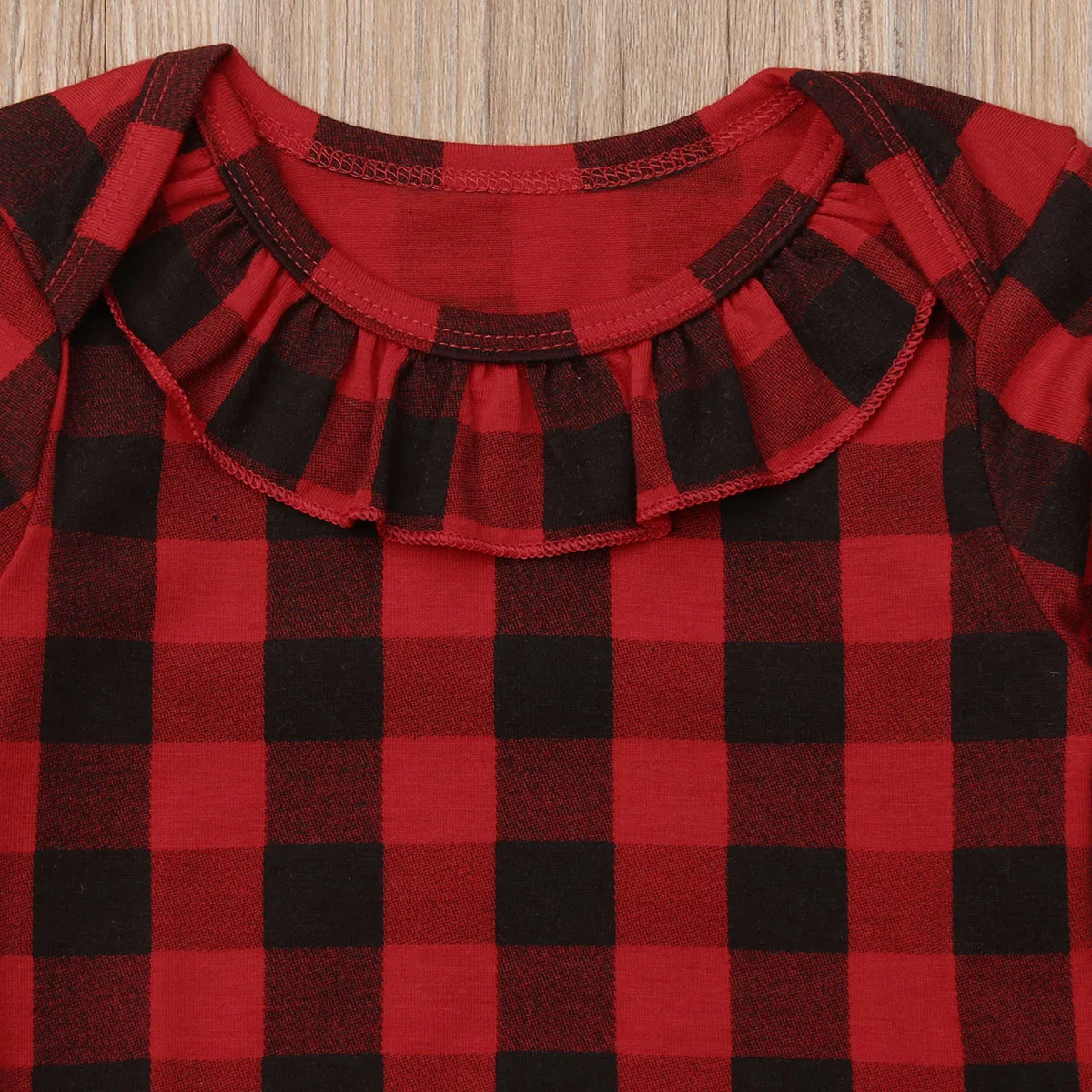 Рождественский Красный винтажный осенний клетчатый комбинезон с оборками для новорожденных девочек; комбинезон с длинными рукавами; Sunsuit; одежда из хлопка