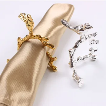 

Luxury Silver Gold Bird Napkin Ring Serviette Holder Design Club Hotel Restaurant Dining Table Decoration