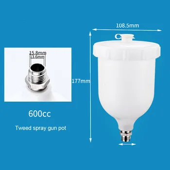 

600ml Plastic Hvlp Paint Cup Pot For Sata Sprayer Cup Connector Jet Paint Sprayer Professional Durable Sturdy Hot Sale