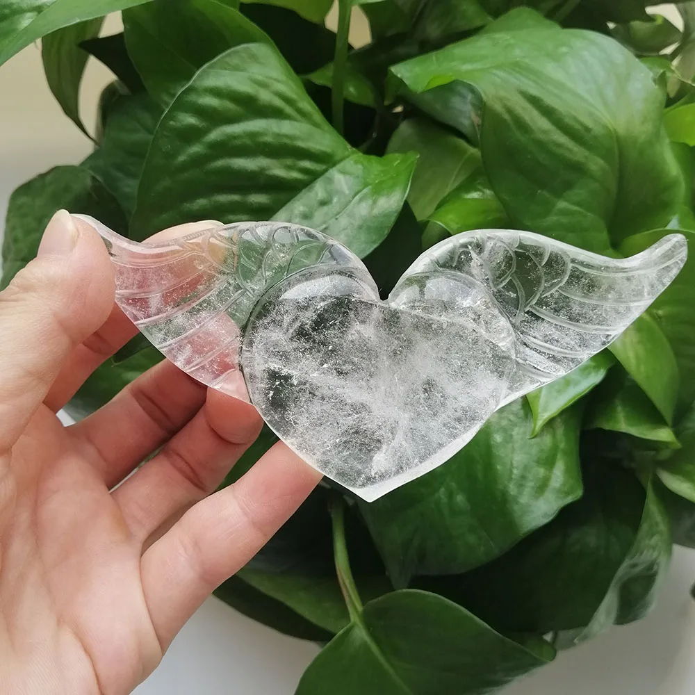 High Quality Natural Clear Quartz Flying Heart Shape Stone Hand Crafted For Gift&Home Decor ZT