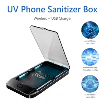 

Uv Disinfection Box Cleaning Device UV Disinfection Phone Sanitizer Box Wireless USB Charger for 4-6.5in Phone