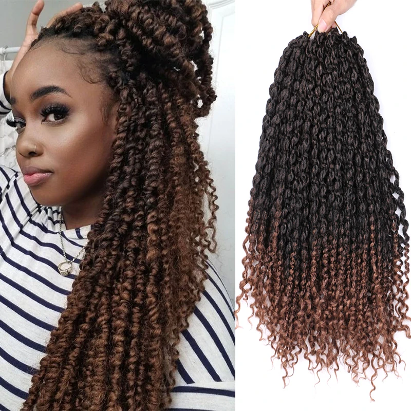 

14'' Spring Twist Hair Curly Ends Ombre Twist Crochet Braiding Hair Natural Synthetic Crochet Hair Extensions African Dreadlock