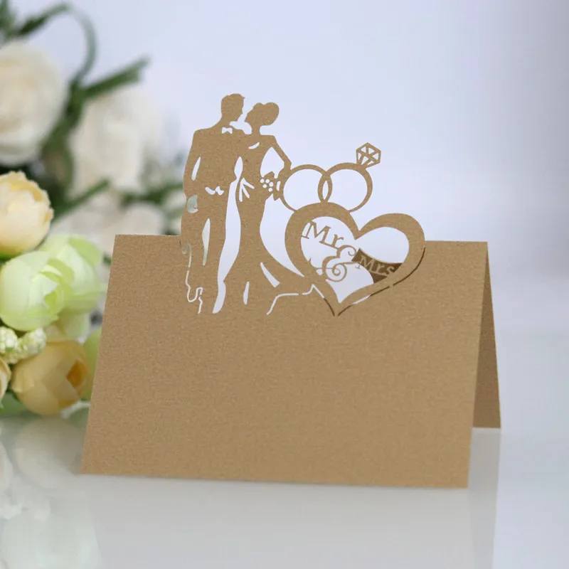 10 шт. лазерной резки Роскошные настольные карточки с именем Свадебные украшения день рождения пригласительные открытки украшение стола