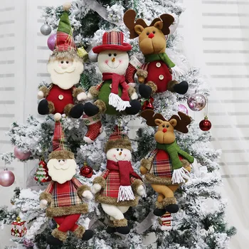 

New Christmas Ornament Christmas Plush Doll Toy Ornament Decorations Santa Claus Deer Hainging Doll New Year Gift for Kids Toy