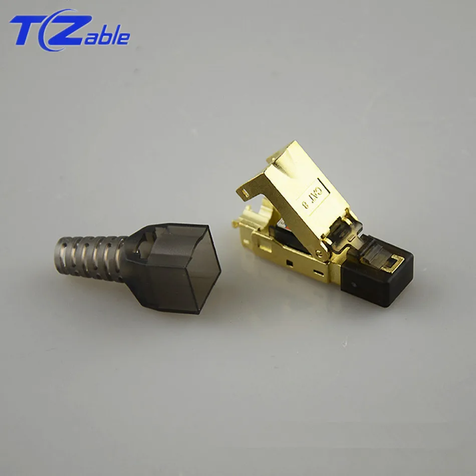 CAT8 разъем Ethernet Rj45 штекер Экранированный для сетевого кабеля 5G широкополосный CAT 8 RJ 45 Кристалл головка DIY установка позолоченный